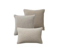 JOTEX Mila - Confezione da 3 federe per cuscino con parte anteriore lavorata a maglia, in poliestere di alta qualità, colore beige, 50 x 50 cm, 50 x 50 e 60 x 40 cm