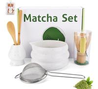JOTOL 7 Pezzi Matcha Kit,Set di Accessori Matchas,Include Ciotola,Frusta di Bambù,Porta Frusta,Colino e Cucchiaio,Set di Ciotole in Ceramica per Matcha per la Cerimonia del Tè