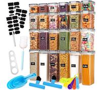 JOTOL Contenitori Alimentari per Cereali Set,24 Pezzi Ermetici, Senza BPA, per Pasta, Farina, Zucchero,di Plastica con Coperchio con Etichette,Cucchiaio