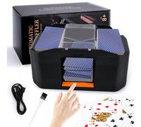 JOTOL Mischia Carte Automatico a 2 Mazzi,Mescolatore Carte da Gioco con Batteria da 2000 mAh,Silenzioso&Ricaricabile,Card Shuffler,Mescolatore Automatico di Carte per Poker,Blackjack,Texas Hold'em