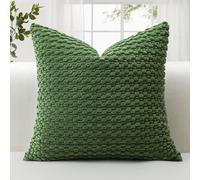 JOTOM Federa morbida in velluto a coste, 40 x 40 cm, decorativa, con texture a bolle 3D, per divano, camera da letto, morbida, per decorazione della casa (verde muschio)