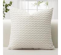 JOTOM Federa morbida in velluto a coste, 45 x 45 cm, decorativa, con texture a bolle 3D, per divano, camera da letto, morbida, per decorazione della casa (bianco crema)