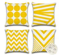 JOTOM Federe Copricuscini Da Esterno Impermeabile Geometrico Cuscini per Divano 40x40cm Decorativi Copricuscini Decorazione Per Giardino Divano Letto Fodera per Cuscini Set di 4 (Giallo)