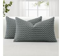 JOTOM Federe per Cuscini Decorativo in Velluto a Coste Morbide 30x50 cm Set di 2 Federe Decor per Cuscini con Texture a Bolle 3D Federa per Divano Sofà Camera da Letto (Grigio)