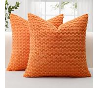 JOTOM Federe per Cuscini Decorativo in Velluto a Coste Morbide 40x40 cm Set di 2 Federe Decor per Cuscini con Texture a Bolle 3D Federa per Divano Sofà Camera da Letto (Arancia)