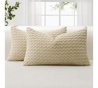 JOTOM Federe per Cuscini Decorativo in Velluto a Coste Morbide 40x60 cm Set di 2 Federe Decor per Cuscini con Texture a Bolle 3D Federa per Divano Sofà Camera da Letto (Caffè Chiaro)