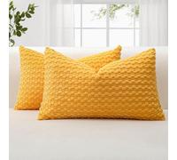 JOTOM Federe per Cuscini Decorativo in Velluto a Coste Morbide 40x60 cm Set di 2 Federe Decor per Cuscini con Texture a Bolle 3D Federa per Divano Sofà Camera da Letto (Giallo)