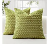JOTOM Federe per Cuscini Decorativo in Velluto a Coste Morbide 45x45 cm Set di 2 Federe Decor per Cuscini con Texture a Bolle 3D Federa per Divano Sofà Camera da Letto (Verde)