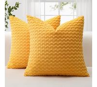 JOTOM Federe per Cuscini Decorativo in Velluto a Coste Morbide 60x60 cm Set di 2 Federe Decor per Cuscini con Texture a Bolle 3D Federa per Divano Sofà Camera da Letto (Giallo)