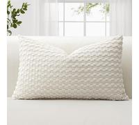 JOTOM Federe per Cuscino in Velluto a Coste Morbido 30x50 cm Federe per Cuscino con Texture a Bolle 3D per Divano, Camera da Letto, Decorazione della Casa (Bianco Crema)