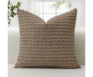 JOTOM Federe per Cuscino in Velluto a Coste Morbido 40x40 cm Federe per Cuscino con Texture a Bolle 3D per Divano, Camera da Letto, Decorazione della Casa (Marrone Chiaro)