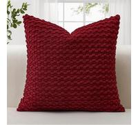 JOTOM Federe per Cuscino in Velluto a Coste Morbido 45x45 cm Federe per Cuscino con Texture a Bolle 3D per Divano, Camera da Letto, Decorazione della Casa (Borgogna)