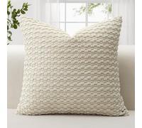 JOTOM Federe per Cuscino in Velluto a Coste Morbido 50x50 cm Federe per Cuscino con Texture a Bolle 3D per Divano, Camera da Letto, Decorazione della Casa (Beige)