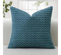 JOTOM Federe per Cuscino in Velluto a Coste Morbido 60x60 cm Federe per Cuscino con Texture a Bolle 3D per Divano, Camera da Letto, Decorazione della Casa (Blu Polvere)