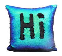 JOTOM Fodera per Cuscino Paillettes Reversibile Bicolore Colore Magico Federa per Divano Famiglia Soggiorno Camera da Letto Decorazione, 40x40cm(Blu Verde)