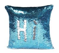 JOTOM Fodera per Cuscino Paillettes Reversibile Bicolore Colore Magico Federa per Divano Famiglia Soggiorno Camera da Letto Decorazione, 40x40cm(Blu Argento)