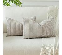 JOTOM Fodere In Velluto a coste Morbido Fodere Di Cuscino Decorativo Cuscino Fodere Per Cuscini Da Letto Per La Decorazione Della Casa Per Divano Camera Da Letto 30x50 cm Set Di 2 (Grigio Chiaro)