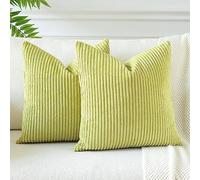 JOTOM Fodere In Velluto a coste Morbido Fodere Di Cuscino Decorativo Cuscino Fodere Per Cuscini Da Letto Per La Decorazione Della Casa Per Divano Camera Da Letto 40x40 cm Set Di 2 (Germoglio Verde)