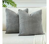 JOTOM Fodere In Velluto a coste Morbido Solido Fodere Di Cuscino Decorativo Cuscino Fodere Per Cuscini Da Letto Per La Decorazione Della Casa Per Divano Camera Da Letto 40x40 cm Set Di 2 (Grigio)