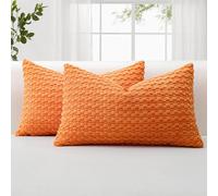 JOTOM - Set di 2 federe decorative per cuscino in corduroy, morbide, 40 x 60 cm, con texture a bolle 3D, per divano, poltrona, camera da letto, morbido cuscino per la decorazione della casa (arancione