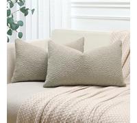 JOTOM Set di 2 Federe per Cuscini in Bouclè Testurizzato 30x50cm Fodere per Cuscini Solidi Morbido Cuscino Decorativo per Sedia Divano Camera da Letto Soggiorno Casa Decor (Farina d'avena)