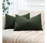 JOTOM Set di 2 Federe per Cuscini in Bouclè Testurizzato 30x50cm Fodere per Cuscini Solidi Morbido Cuscino Decorativo per Sedia Divano Camera da Letto Soggiorno Casa Decor (Verde)