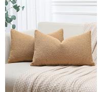 JOTOM Set di 2 Federe per Cuscini in Bouclè Testurizzato 40x60cm Fodere per Cuscini Solidi Morbido Cuscino Decorativo per Sedia Divano Camera da Letto Soggiorno Casa Decor (Marrone Chiaro)
