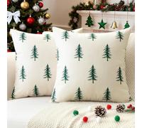 JOTOM Set di 2 federe per cuscini natalizi, 60 x 60 cm, decorative con stampa su entrambi i lati, per divano, letto e divano, decorazione invernale per casa, divano, letto (verde)