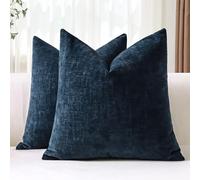 JOTOM Set di 2 Fodere Cuscini 45x45 cm Morbida Ciniglia Fodere decorative Fodere per Cuscini 18x18 Pollici Copricuscini Solidi per Divano Divano Soggiorno Letto Home Decor (Blu Marino)