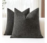 JOTOM Set di 2 Fodere Cuscini 45x45 cm Morbida Ciniglia Fodere decorative Fodere per Cuscini 18x18 Pollici Copricuscini Solidi per Divano Divano Soggiorno Letto Home Decor (Grigio Scuro)