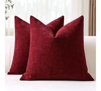 JOTOM Set di 2 Fodere Cuscini 60x60 cm Morbida Ciniglia Fodere decorative Fodere per Cuscini 24x24 Pollici Copricuscini Solidi per Divano Divano Soggiorno Letto Home Decor (Rosso)