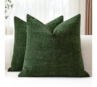 JOTOM Set di 2 Fodere Cuscini 60x60 cm Morbida Ciniglia Fodere decorative Fodere per Cuscini 24x24 Pollici Copricuscini Solidi per Divano Divano Soggiorno Letto Home Decor (Verde)