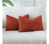 JOTOM Set Di 2 Fodere In Velluto a coste Morbido Solido Fodere Di Cuscino Decorativo Cuscino Fodere Per Cuscini Da Letto Per La Decorazione Della Casa Per Divano Camera Da Letto 30x50 cm(Ruggine)