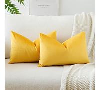 JOTOM Set Di 2 Fodere In Velluto Morbido Solido Fodere Di Cuscino Decorativo Cuscino Fodere Per Cuscini Da Letto Per La Decorazione Della Casa Per Divano Camera Da Letto 30x50 cm(Giallo Arancio)