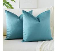 JOTOM Set Di 2 Fodere In Velluto Morbido Solido Fodere Di Cuscino Decorativo Cuscino Fodere Per Cuscini Da Letto Per La Decorazione Della Casa Per Divano Camera Da Letto 50x50 cm(Blu)
