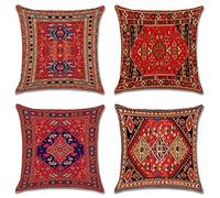 JOTOM Set di 4 federe decorative per cuscini, 45 x 45 cm, in lino, quadrate, esotiche, per divano, camera da letto, esterni, casa, ufficio, auto (esotiche)