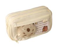 Joucien Astuccio carino e semplice per esami studenteschi, astuccio per cancelleria per la scuola elementare, custodia a nove strati con coperchio a ribalta bianco riso (senza accessori)