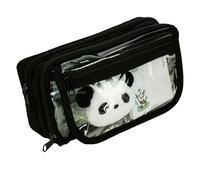 Joucien Astuccio trasparente e minimalista a nove strati, astuccio personalizzato per studenti delle scuole elementari - Trasparente a nove strati flip nero