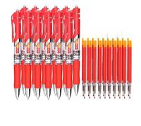 Joucien Penna neutra mobile rossa da 0,5 mm, insegnante corregge i compiti a casa con penna neutra mobile: 12 penne rosse + 20 nuclei di ricambio