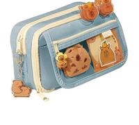 Joucien Simpatico astuccio trasparente in tinta unita per cancelleria per studenti, custodia per matite, custodia a nove strati blu (accessori non inclusi)