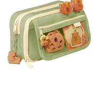 Joucien Simpatico astuccio trasparente in tinta unita per cancelleria per studenti - nove strati flip verde (accessori non inclusi)