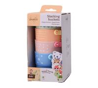 Jouéco The Wildies Stacking Bucket 9 x 17 cm Blue / Orange Set of 4