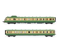 JOUEF HJ2462 SNCF, Diesel-Triebwagen RGP I mit Anhänger, grün/beige Lackierung,