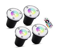 JOUFNING 4PCS Faretti LED Esterno - Faretto Luce Da Pavimento, Faretto Da Incasso 3W RGB LED, 12V-24V Luci Spot A Terra, Lampada Da Terra Da Incasso Per Giardino IP65 A Luce Led (Color : Rgb