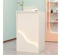 JOUFNING Bancone Reception Moderno, Bancone Anteriore Con Cassetto Chiudibile A Chiave E Striscia Luminosa A LED, Scrivania Per Computer Con Tavolo Da Cassa Angolare Per Negozi(White,60 * 40 * 95cm)