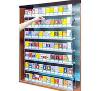 JOUFNING Espositore per Sigarette da 2 A 6 Ripiani, Supporto per Esposizione di Sigarette, Supporti Rettangolari in Acrilico, Espositore Trasparente, Mensola Portaoggetti A Parete(92x10x71cm)