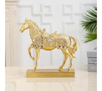 JOUFNING Soprammobili Moderni - Scultura Di Lusso A Forma Di Cavallo In Piedi, Decorazione Per La Casa Con Cavallo In Resina, Ornamenti Da Collezione Con Cavalli In Ottone(Gold)