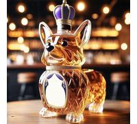 JOUFNING Statua d'Arte - Bottiglia Decanter per Whisky da 300 Ml, Bottiglia E Vino A Forma di Corgi, Vetro Anti-Perdita 3D, Caraffa Vuota Tema Animale