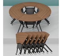 JOUFNING Tavolo Pieghevole - Tavolo Da Allenamento Moderno A Forma Di Ventaglio, Con Ruote Silenziose, Tavoli Per Riunioni E Seminari Modulari Mobili E Impilabili, Per Ufficio(6)