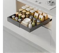 JOUING Cassetto Telescopico Estensibile Organizzatore Estraibile per Armadietti Acciaio al Carbonio Organizzatori Sotto il Lavello con Pellicola Adesiva da Cucina, Dispensa, Bagno, Armadio(Grigio)